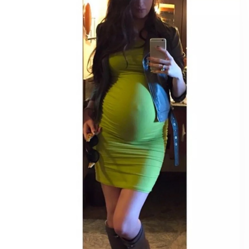 Maternal America XS Long Sleeve Green Tunic Dress Maternity Fashion Deals Sales
